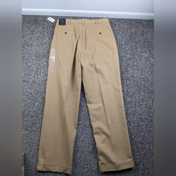 NWT Brooks Brothers Pants Advantage Chino Elliot Pleated Cuffed 34x32 Relaxed